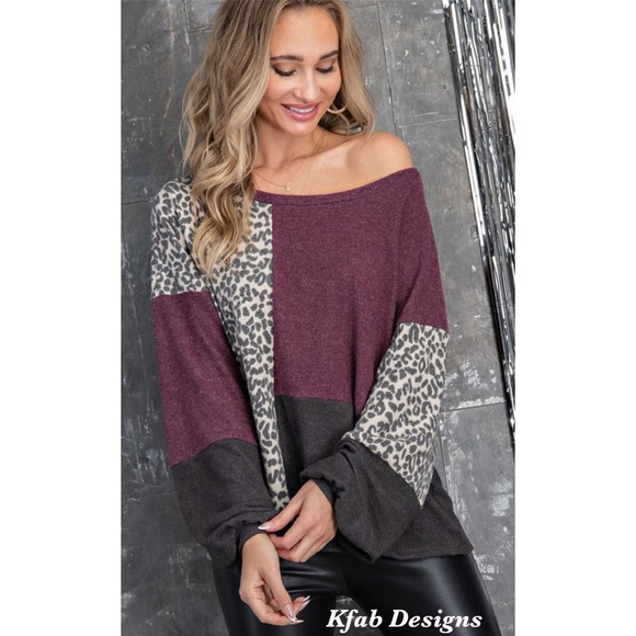 ❤️LAST Softest Leopard Color Block Puff Sleeve Top - Picture 7 of 7